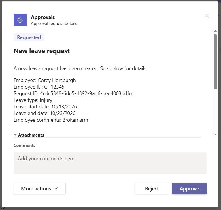 Screenshot of the leave requests SharePoint list